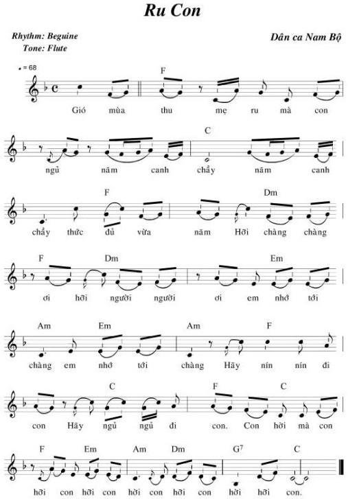 Sheet nhạc Ru Con Nam Bộ